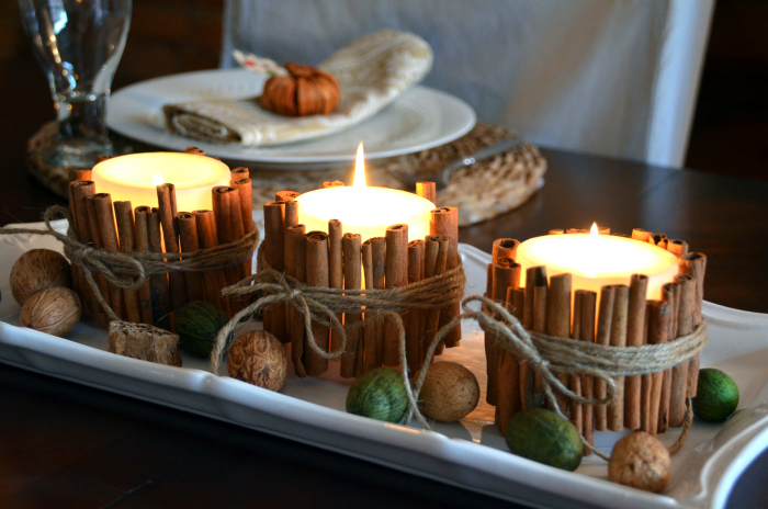 All you need are cinnamon sticks candles a rubber band 