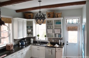 white kitchen beams