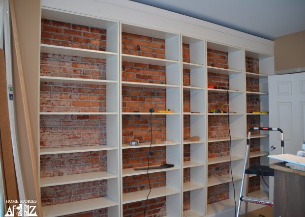 Ikea Billy Built In Bookshelves, Billy Bookcase Over Baseboard Heater