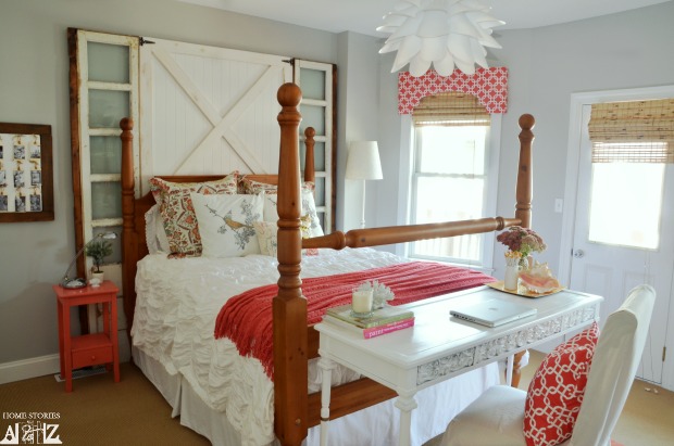 Coral and Gray Guest Room