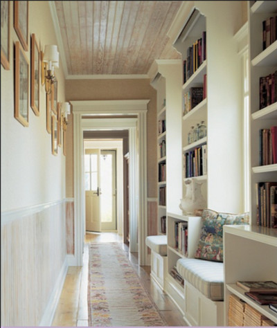 bookshelves hallway