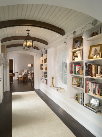 hallway with bookcases