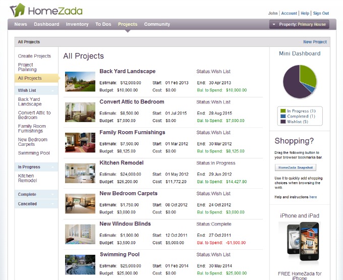 HomeZada-Projects