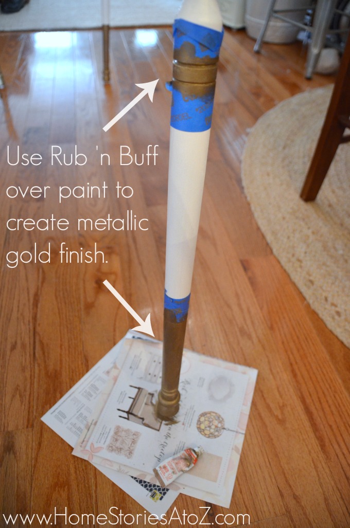 Rub 'n Buff to create gold table legs.