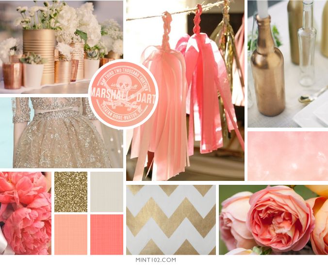 gold and coral color palette