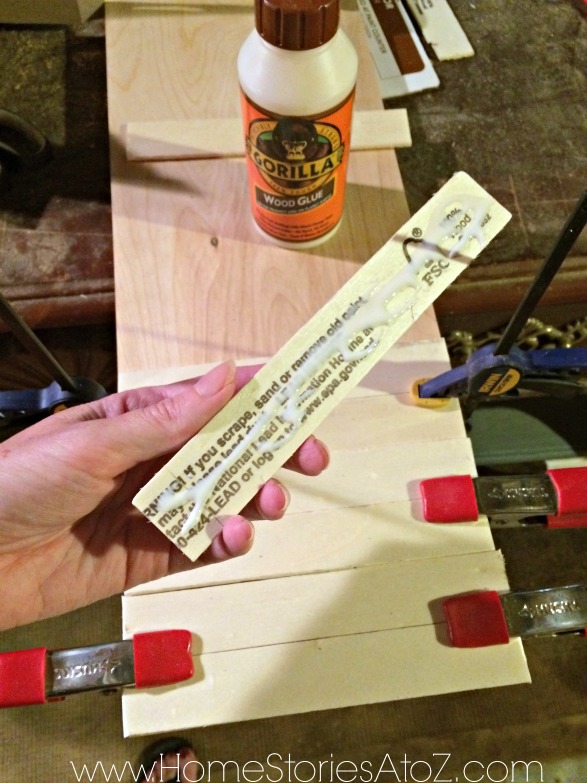 Attach paint sticks with wood glue