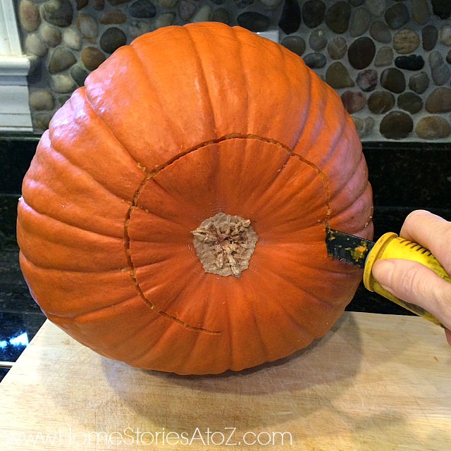 Cut pumpkin with drywall saw