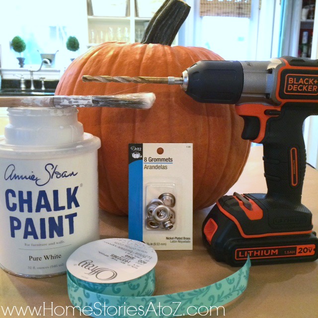 Supplies needed for ribbon grommet pumpkin