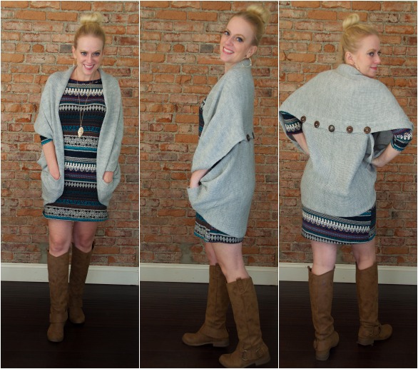 Tribal dress and Button Back Sweater