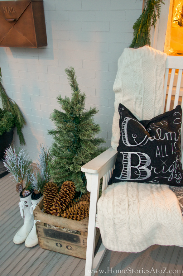 Christmas porch decorating idea rocking chair
