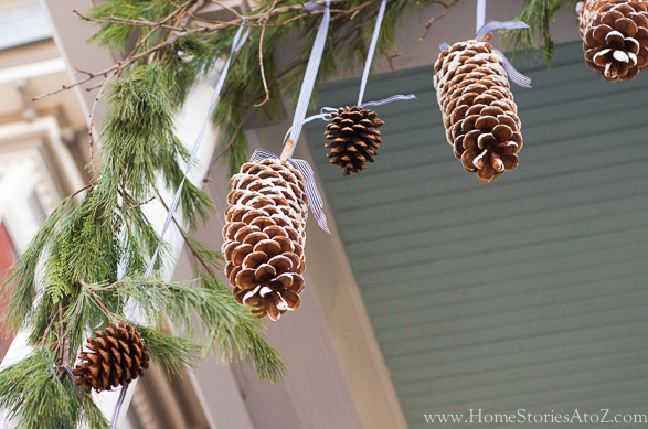 Pinecones from ribbons decorating idea