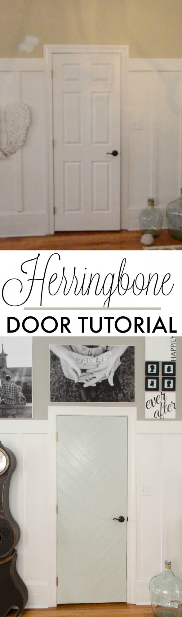 DIY herringbone door tutorial