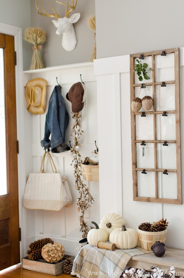 Decorating for fall in the mudroom