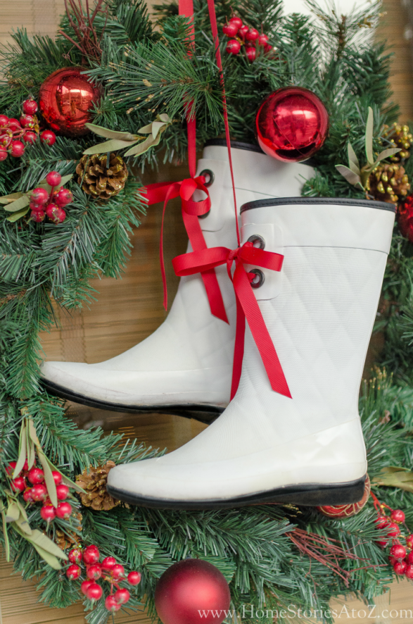 Christmas boots wreath idea