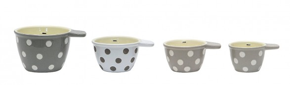 Gray and White Polka Dot Measuring Cups