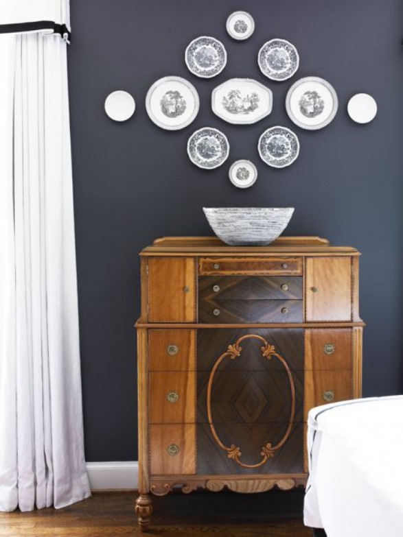 Black and white plate wall