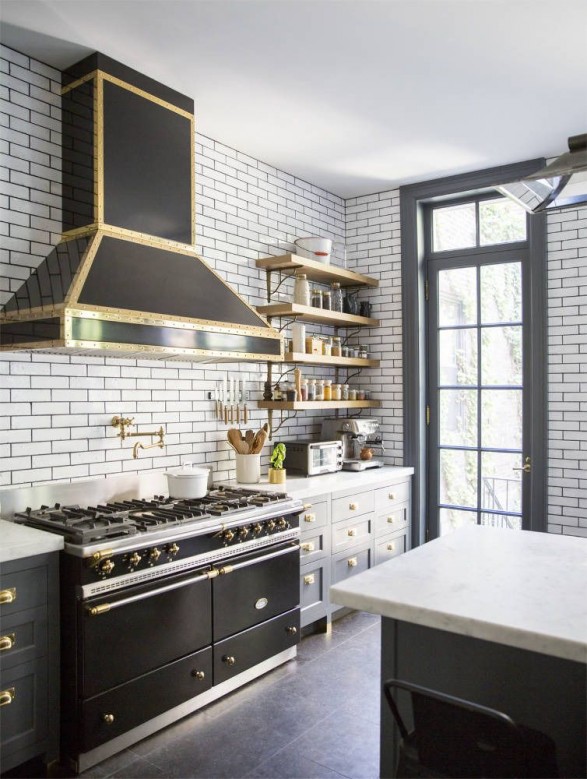 black and gold kitchen