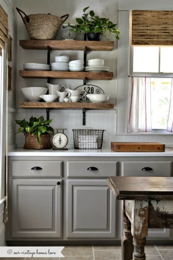 farmhouse open shelves