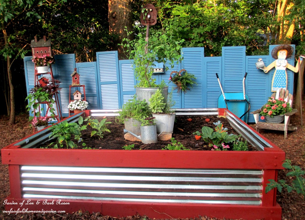 Wood & corrugated metal raised garden bed