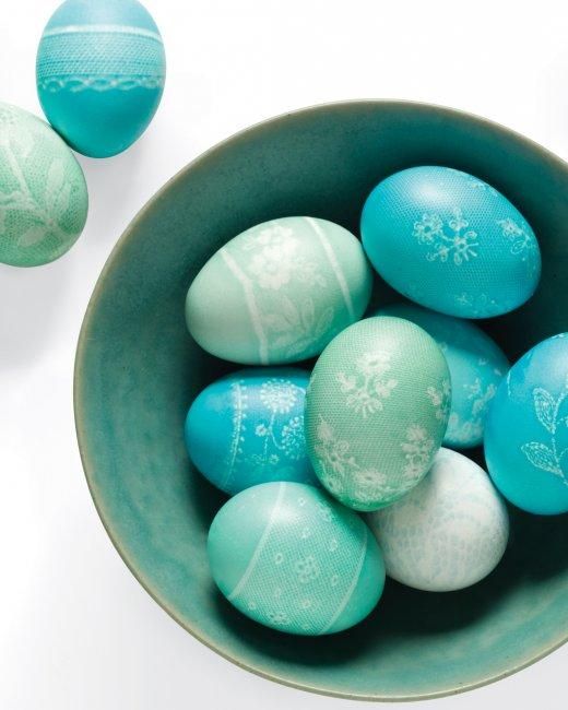 Lace wrapped Easter eggs
