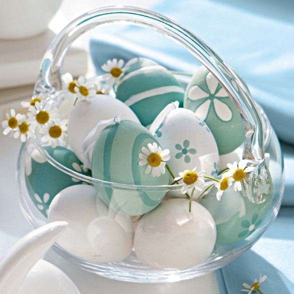 Robins egg blue and white painted Easter eggs