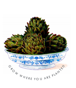 Grow Where You Are Planted Blue White Bowl