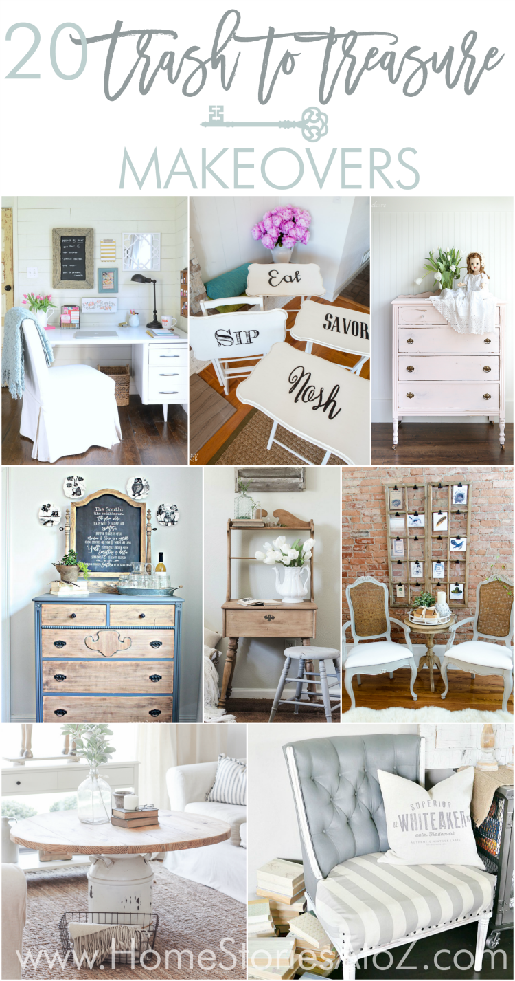 20 Trash to Treasure Makeovers. Great furniture makeovers from thrift store finds