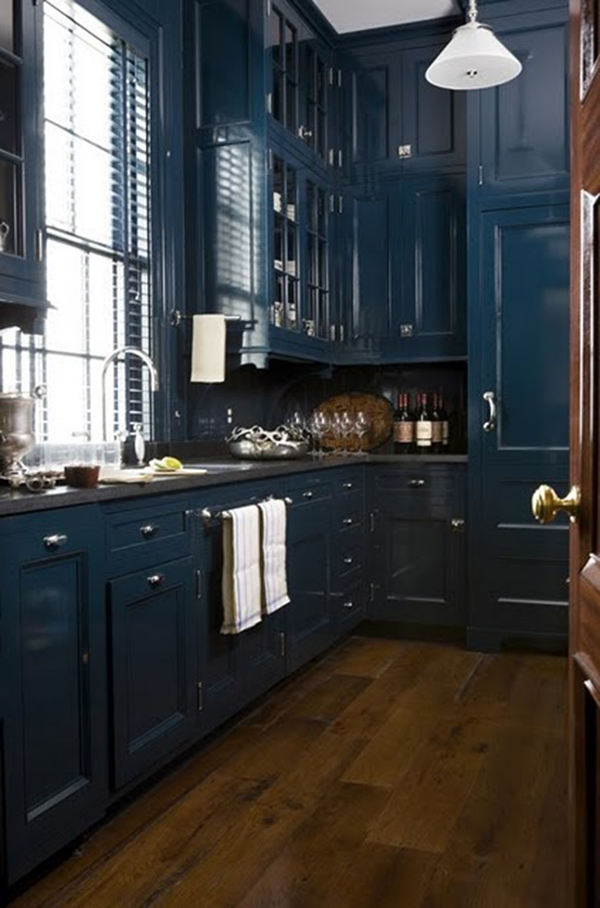 Farrow and Ball #30 Hague Blue on kitchen cabinets | navy cabinets | blue kitchen cabinets