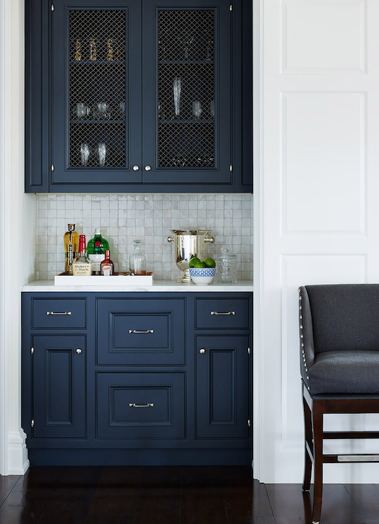 Navy blue kitchen cabinets