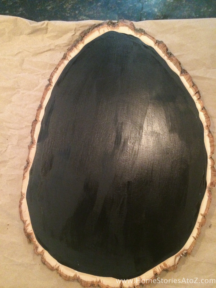 how to make chalkboard wood slice door decor 6
