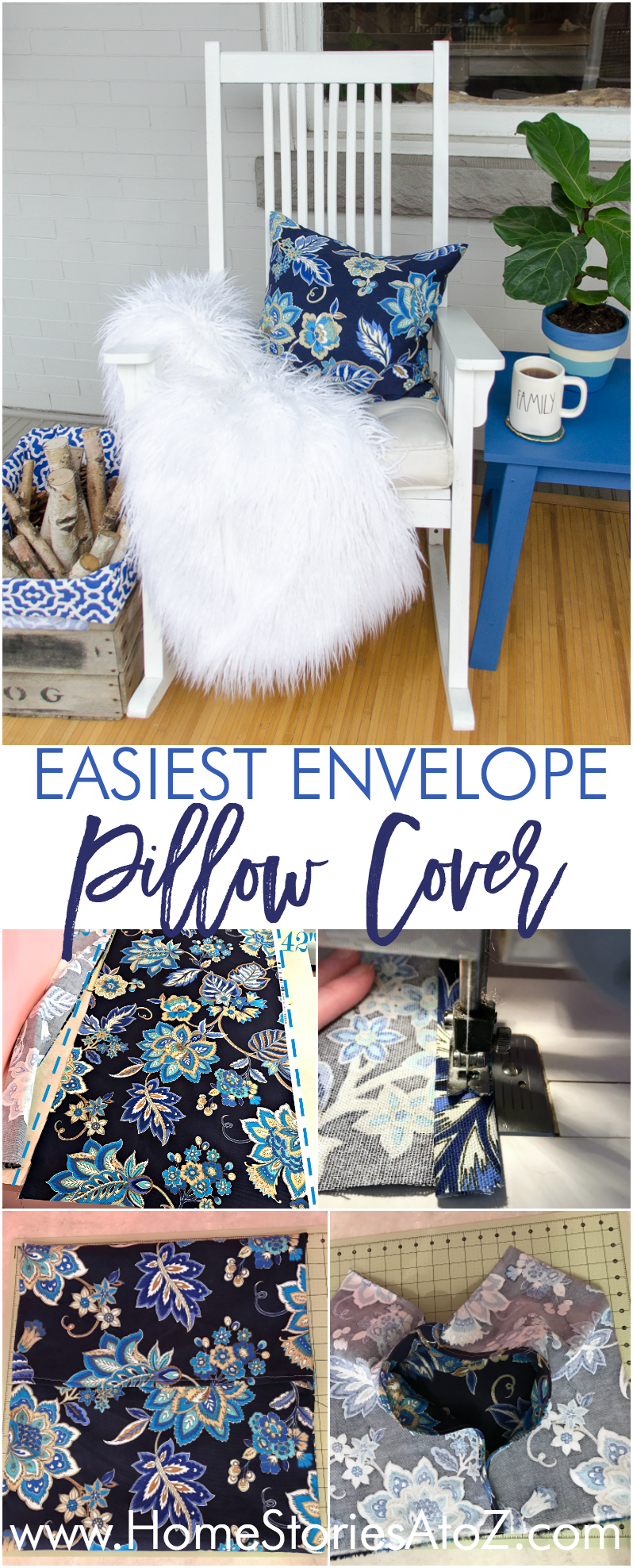 Easy One Piece Fabric Envelope Pillow Cover Tutorial