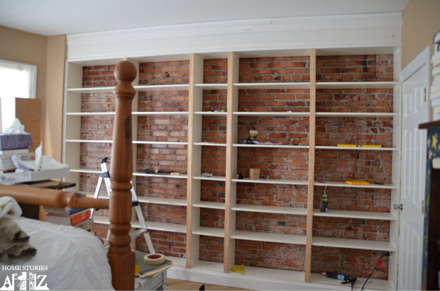 Ikea Billy Built In Bookshelves, Attach Bookcase To Brick Wall