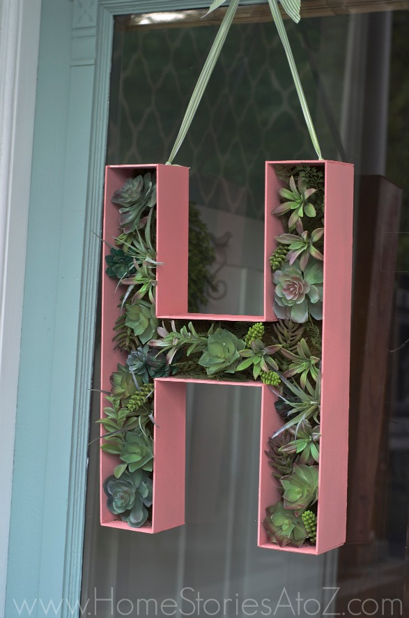 3d Wood Letter Monogram Wreath, Wooden Letter H Door Hanger