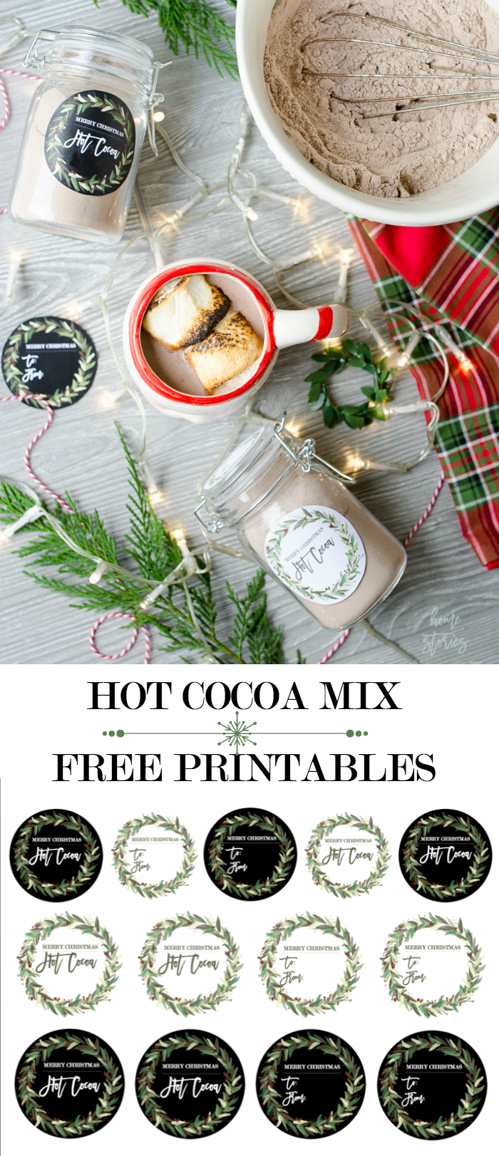 Hot Cocoa Mix Recipe Jar Gift with Free Christmas Printable