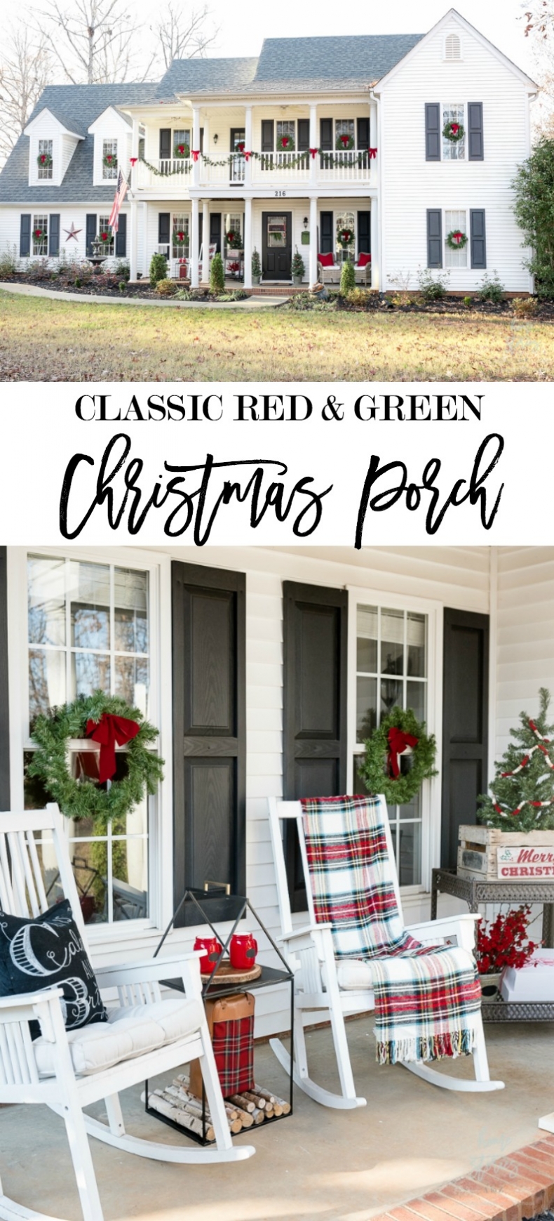 CLASSIC RED AND GREEN CHRISTMAS PORCH