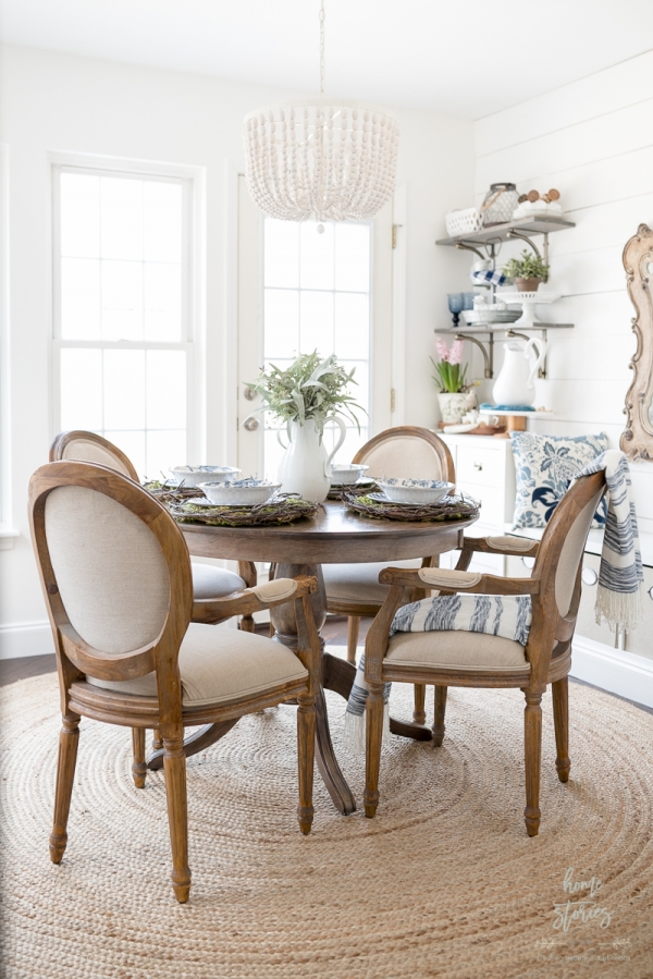 Spring Blue and White Breakfast Room
