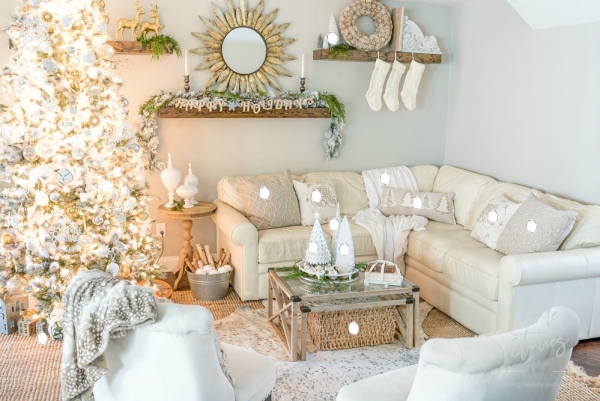 Rustic Glam Christmas Family Room Decor from Christmas Tree Shops