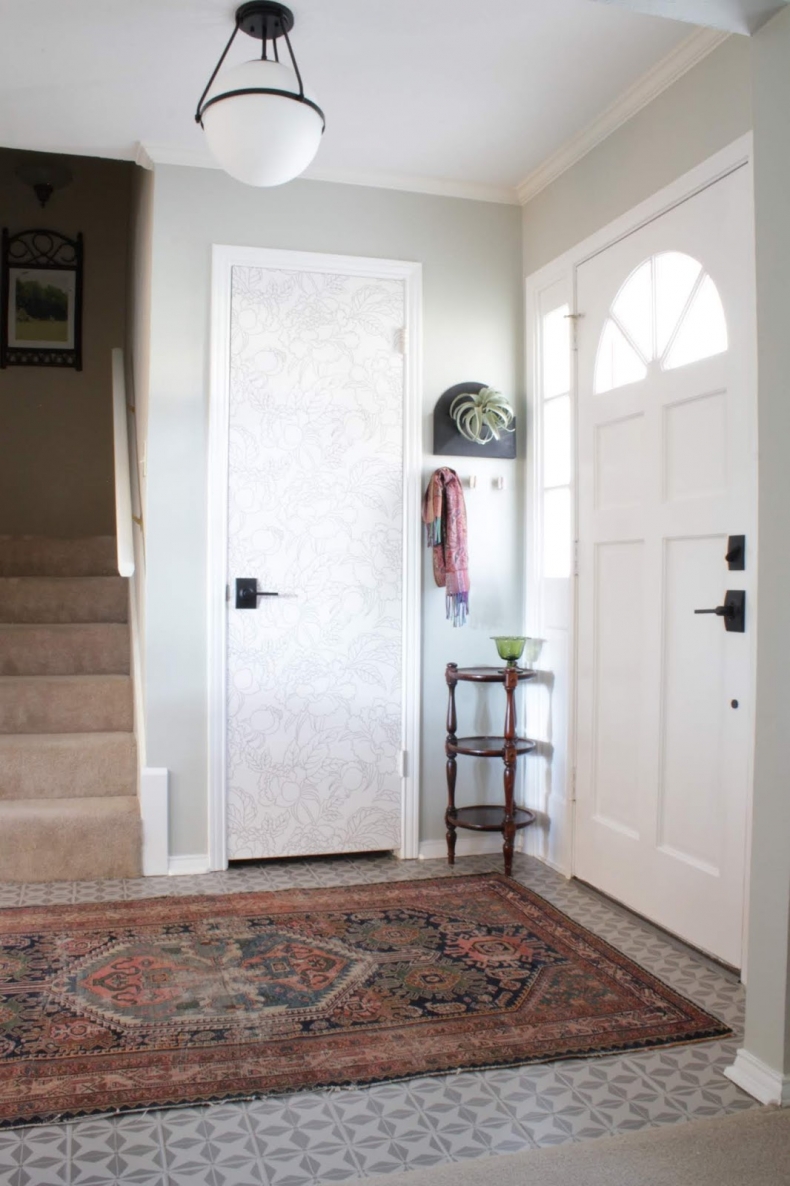 Painted and Stenciled Tile Flooring - Stenciled Floor and Entryway by House Homemade