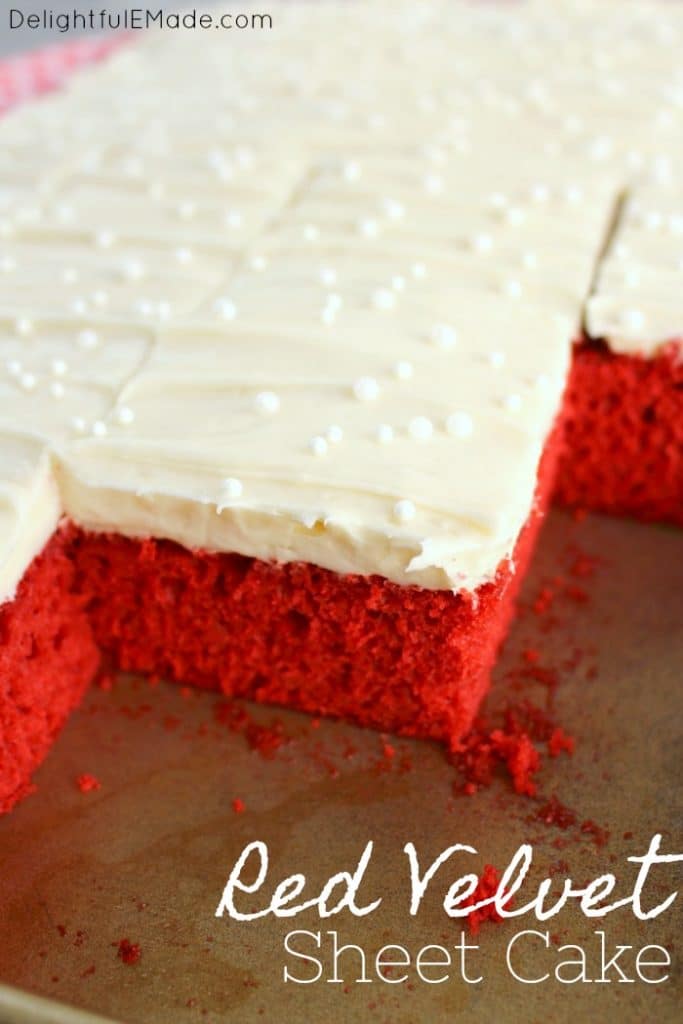 Valentine Treat Recipes - Red Velvet Sheet Cake by Delightful E Made