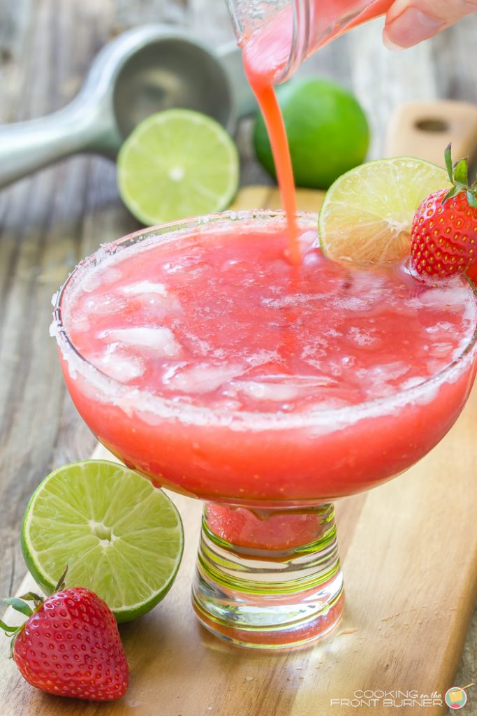 Best Fruity Margaritas - Fresh Strawberry Margarita on the Rocks Recipe by Cooking on the Front Burners