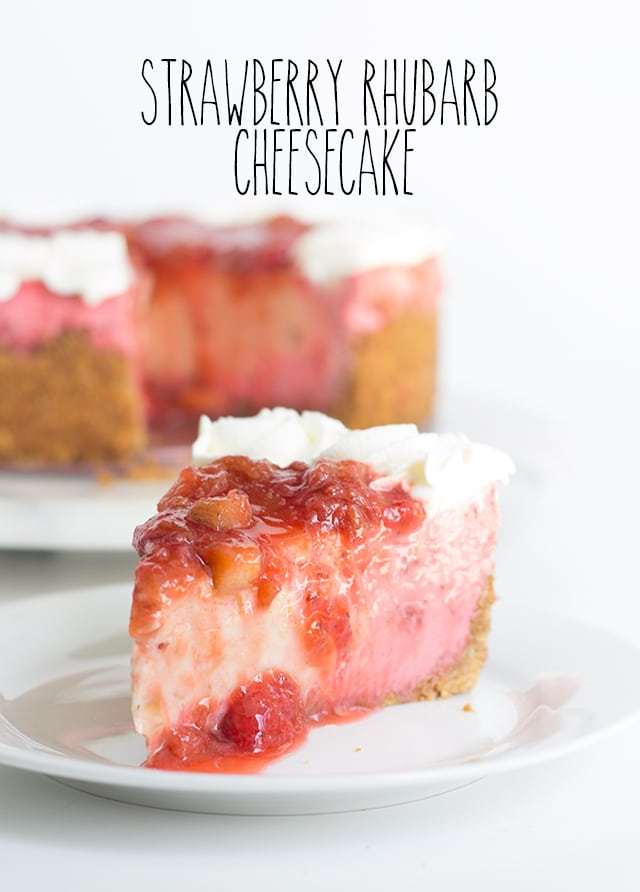 Cheesecake Recipes - Strawberry Rhubarb Cheesecake Recipe by Cookie Dough and Oven Mit