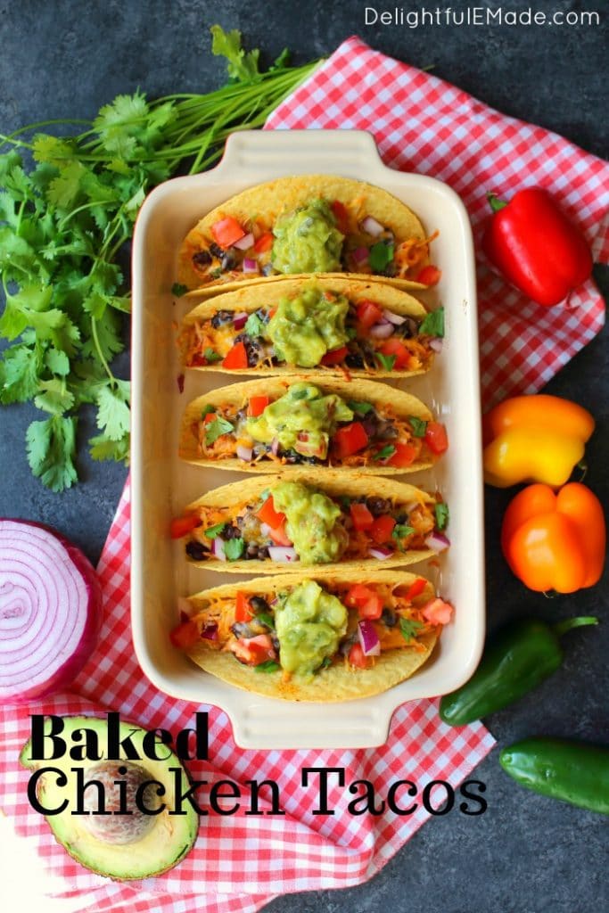 Delicious Taco Recipes - Baked Chicken Tacos by Delightful E Made