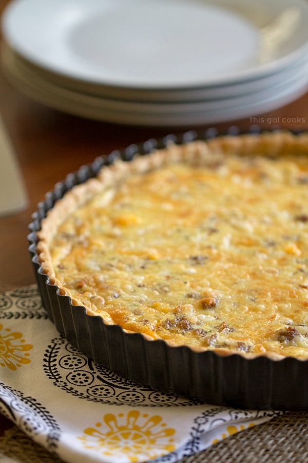 Mother's Day Brunch Ideas - Sausage Egg and Cheese Quiche Tart by This Gal Cooks