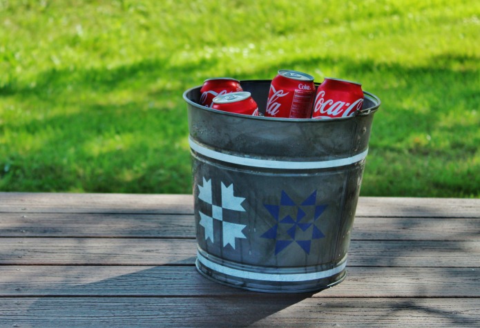 Patriotic Decor for July 4th - DIY Patriotic Barn Quilt Galvanized Bucket Beverage Cooler By Knick of Time