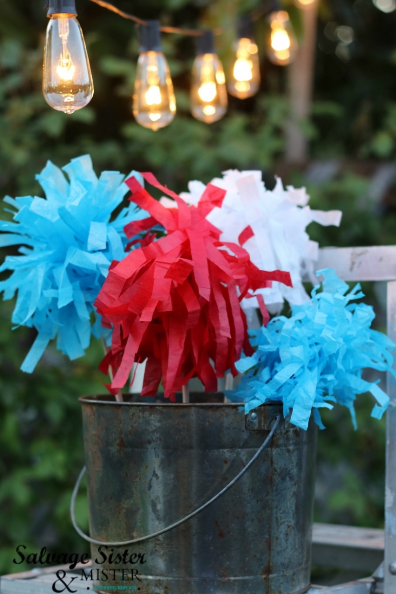 Patriotic Decor for July 4th - July 4th Tissue Paper Sparklers by Salvage Sister and Mister