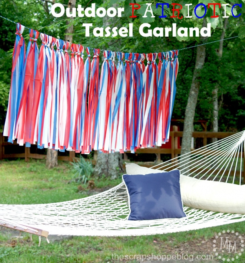 Patriotic Decor for July 4th - Outdoor Patriotic Tassel Garland by The Scrap Shoppe Blog