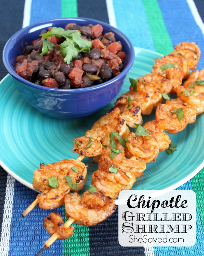 80+ Best Summer Recipes - Grilled Chipotle Shrimp Recipe by She Saved