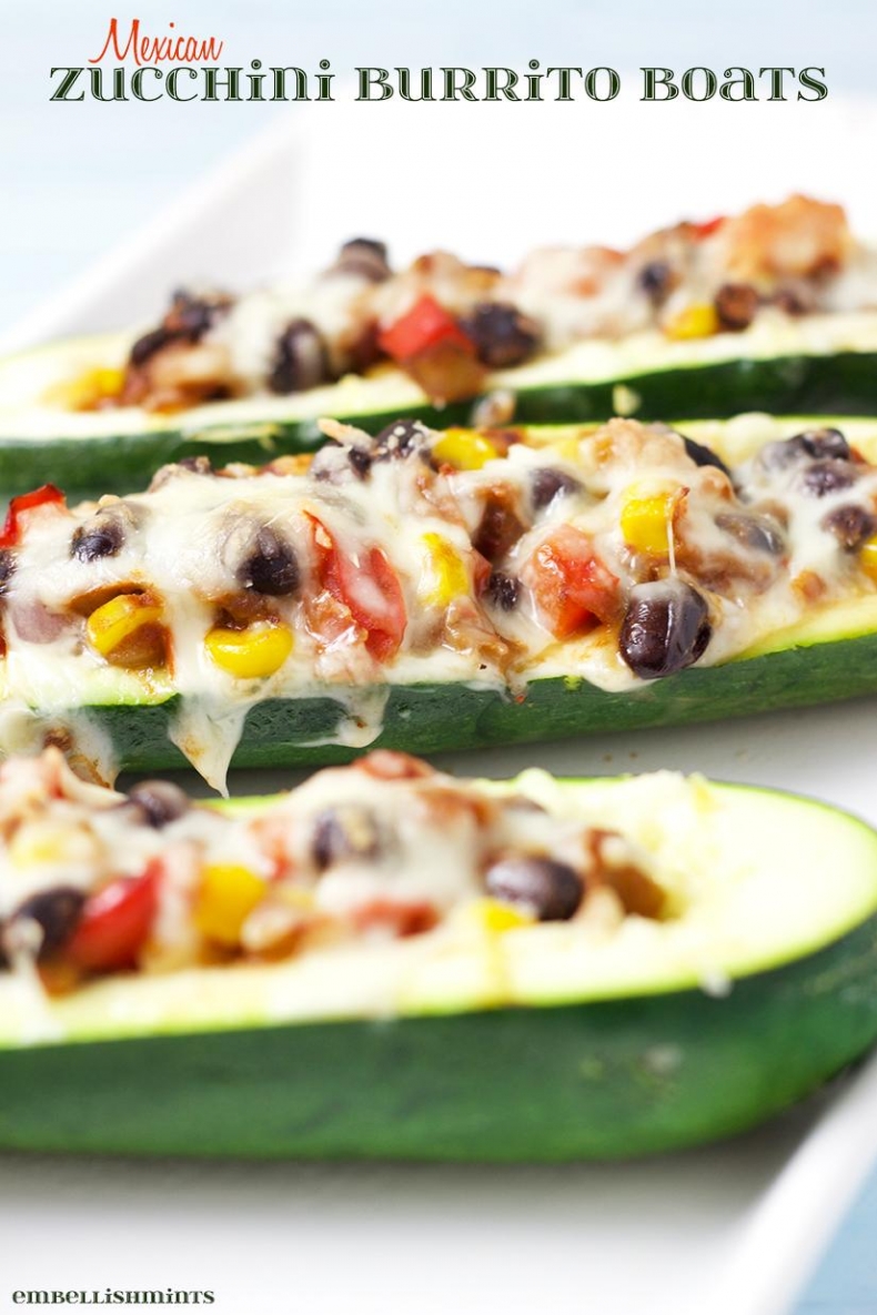 80+ Best Summer Recipes - Mexican Zucchini Burrito Boats by Embellishmints