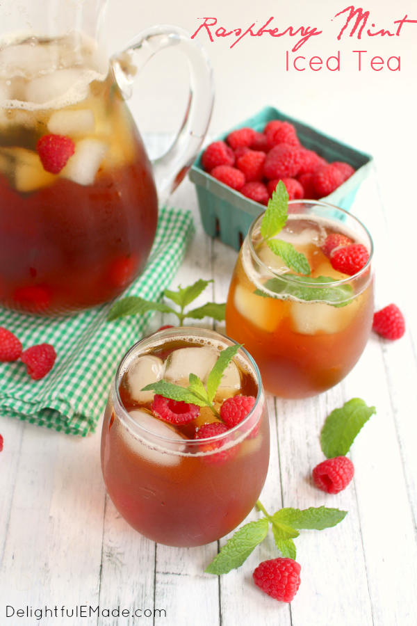 80+ Best Summer Recipes - Raspberry Mint Iced Tea by Delightful E Made