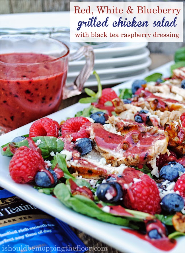 80+ Best Summer Recipes - Red White and Blue Chicken Salad by I Should be Mopping the Floor